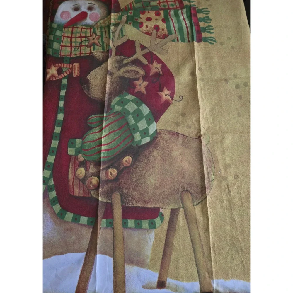 Blonder Home Accents Christmas Snowman Reindeer Shower Curtain Folk‎ Art Holiday